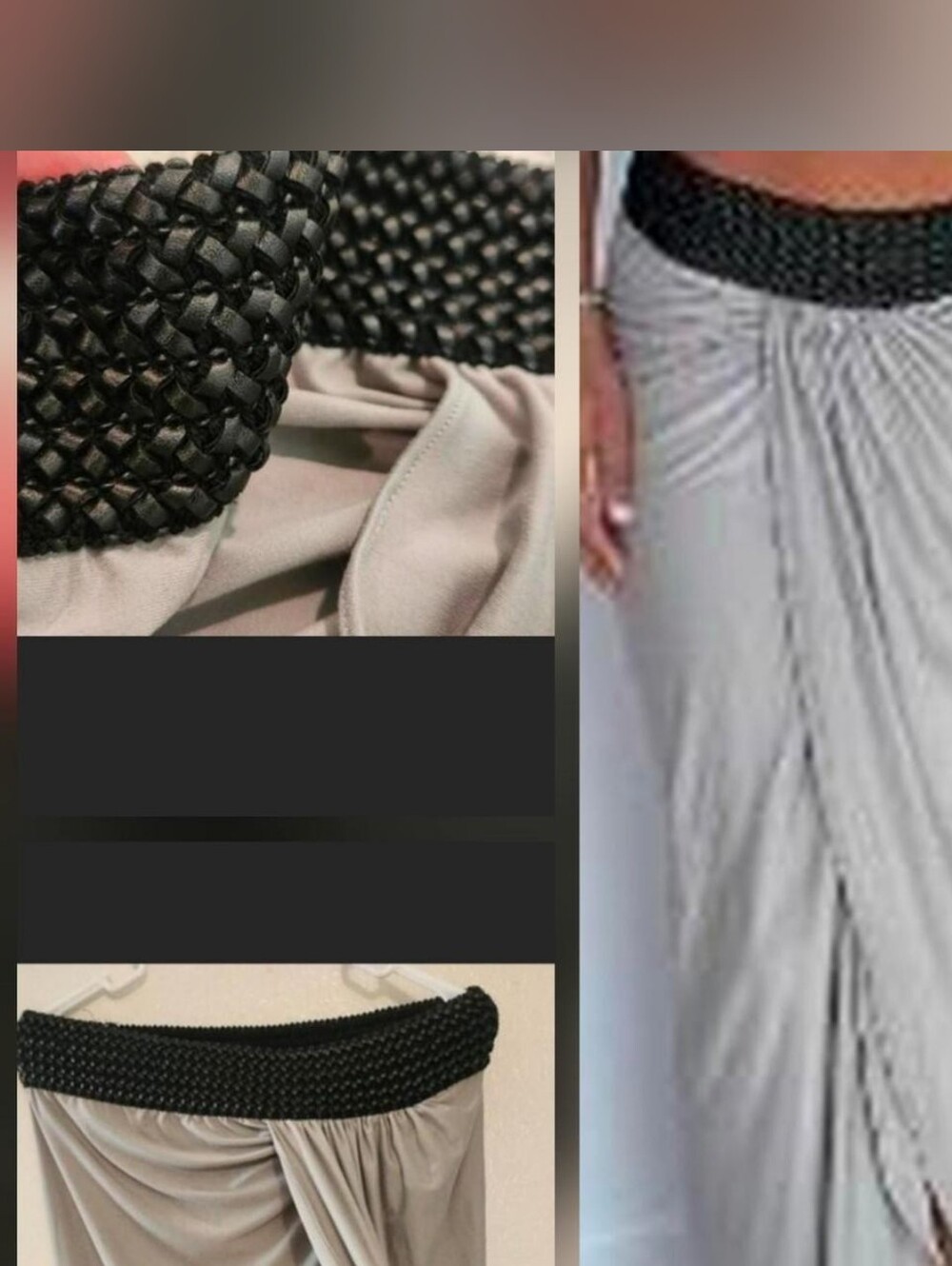Venus Draped Asymmetrical Skirt with Braided Faux-Leather Trim NWOT M